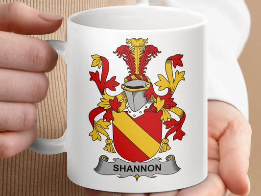 Shannon Family Crest Coat of Arms Emblem Mug - Celtic Ancestry Gifts