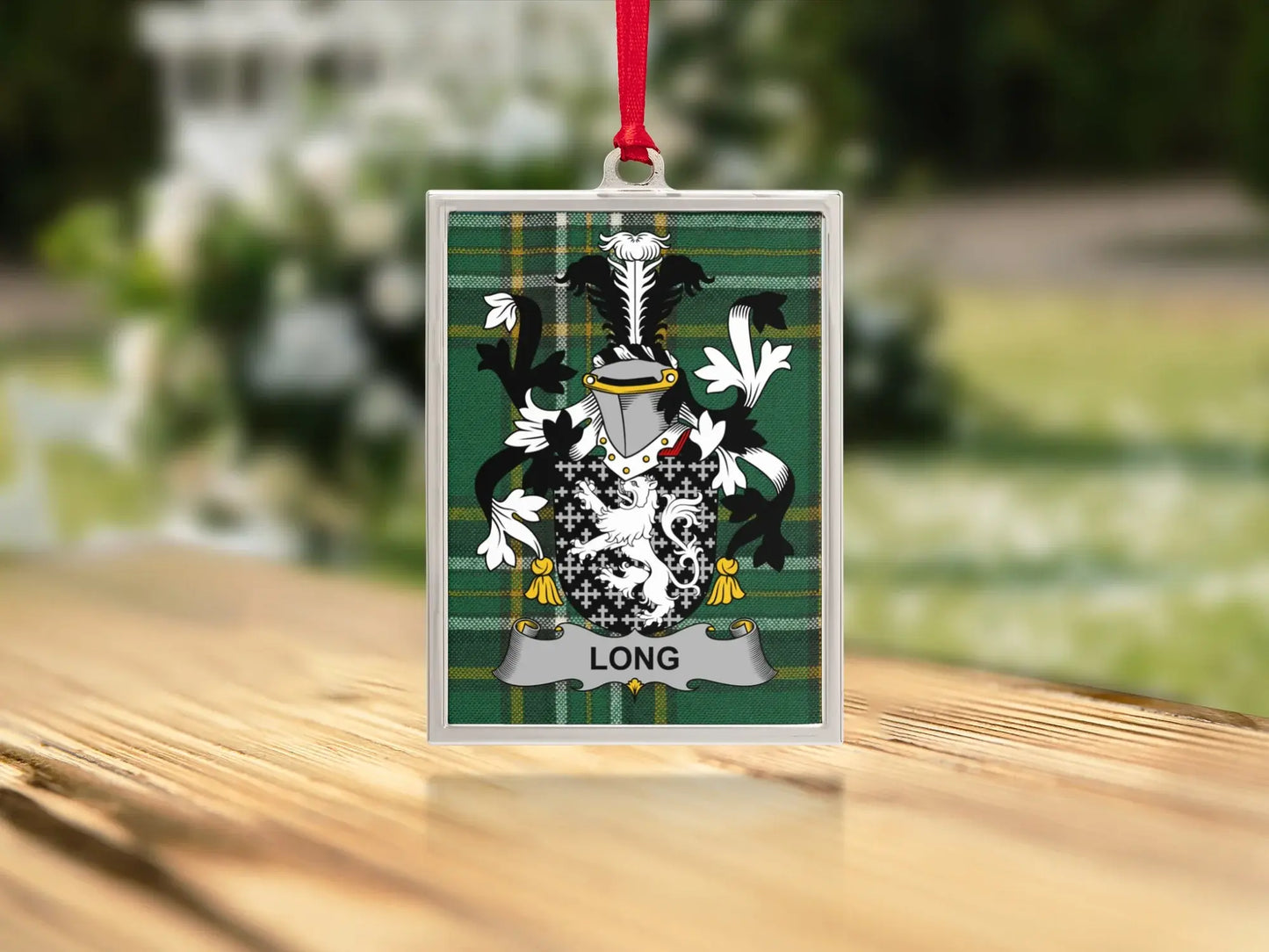 Long Family Crest Green Tartan Pattern Ornament product type