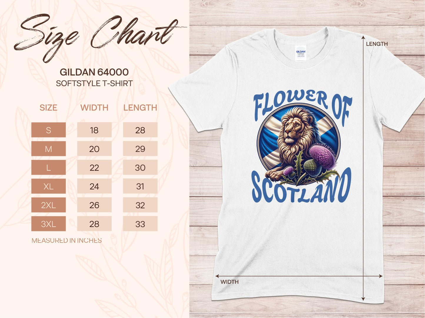 Flower of Scotland Lion and Thistle Graphic T-Shirt - Living Stone Gifts