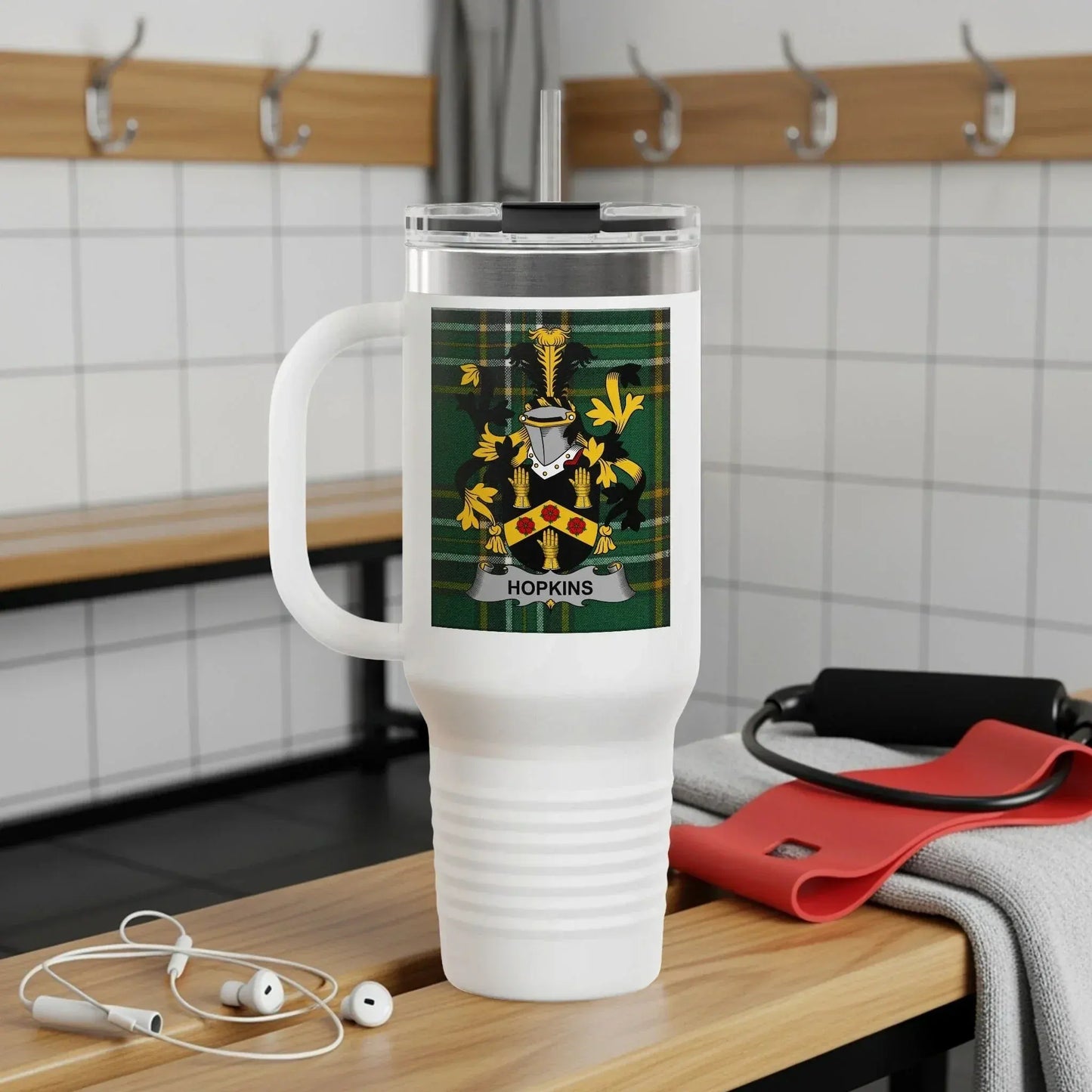 Hopkins Family Crest Travel Mug Product