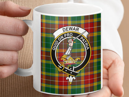 Clan Dewar Scottish Tartan Family Crest Mug - Living Stone Gifts