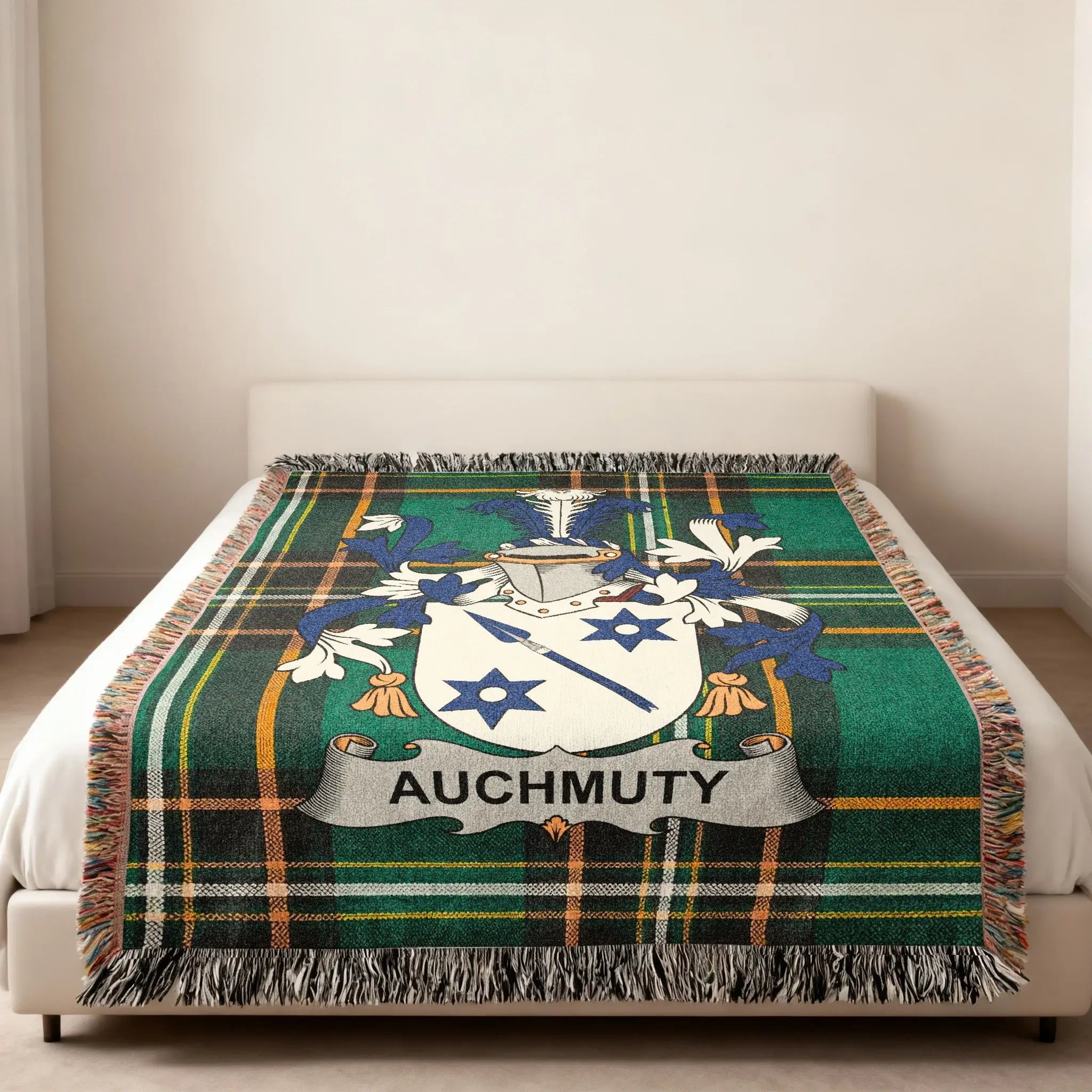Auchmuty Family Crest Plaid Green Tartan Throw product type