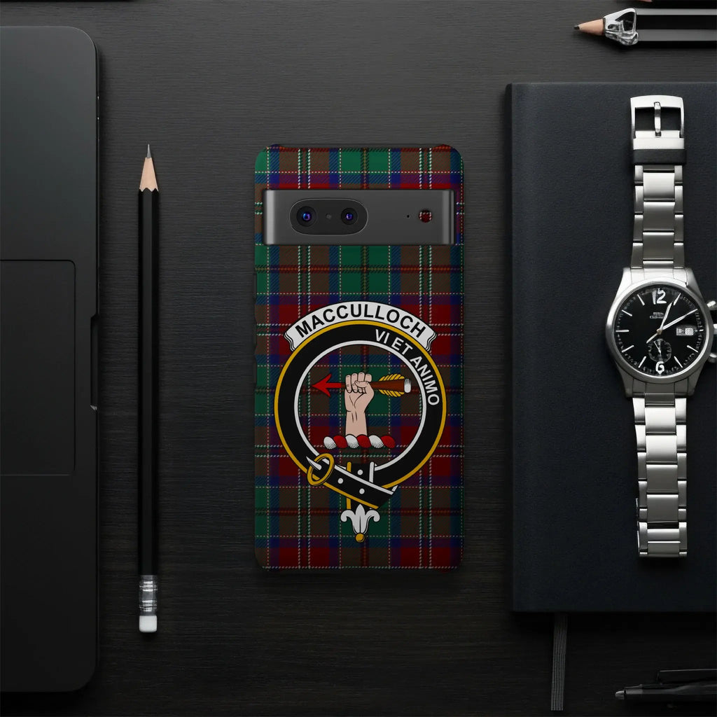 MacCulloch Scottish tartan crest phone case — slim protective wrap with UV-resistant print