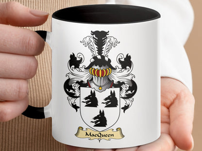 MacQueen Scottish Family Crest Coat of Arms Mug - Living Stone Gifts