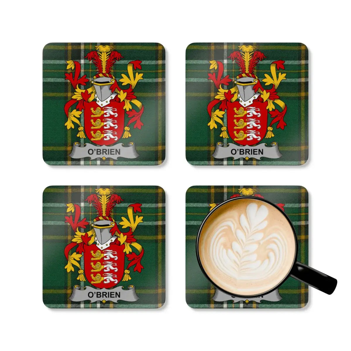 O'Brien Family Crest Plaid Coasters Set of 4 product type
