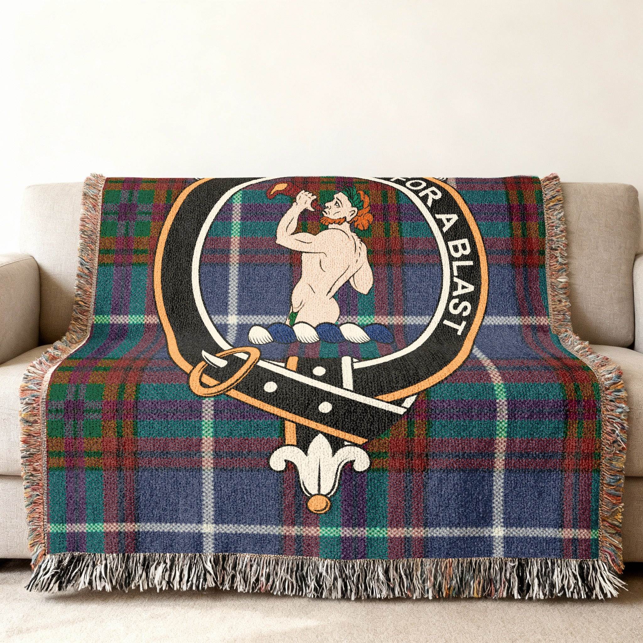 Clan Crest Tartan Throw Blanket Decorative Product