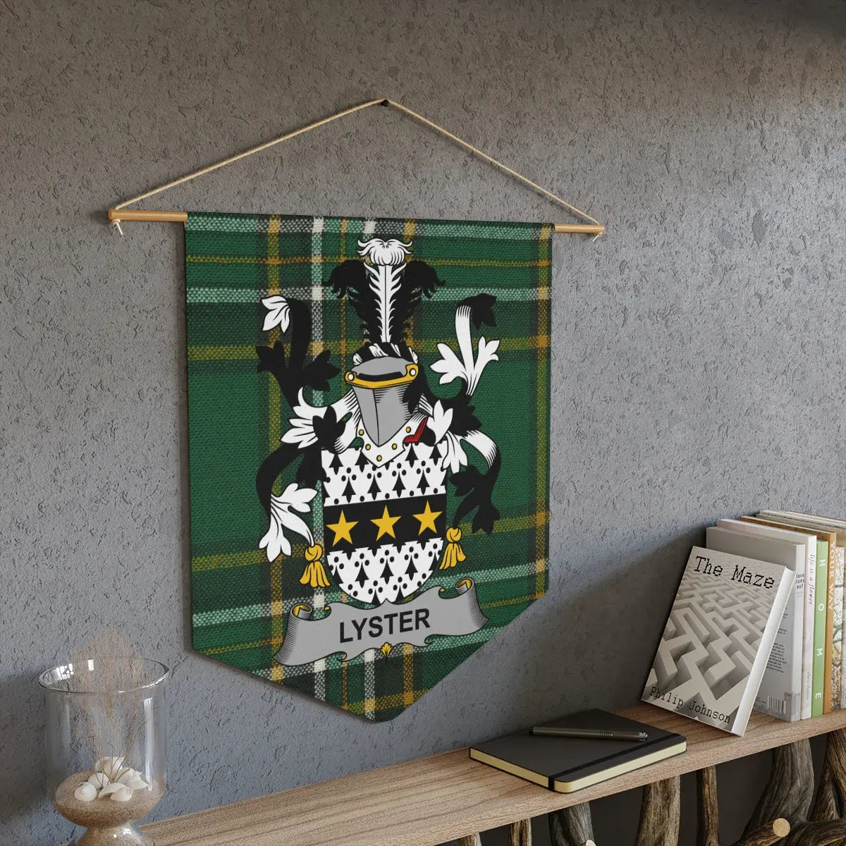 Personalized Lyster Family Crest Plaid Design Wall Hanging product
