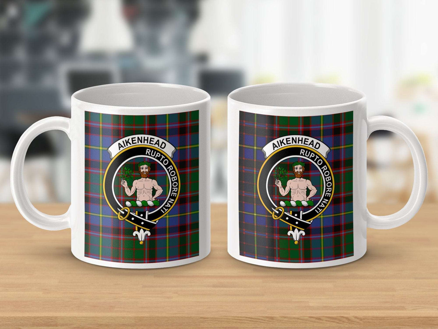 Aikenhead Clan Crest Tartan Pattern Coffee Mug - Living Stone Gifts