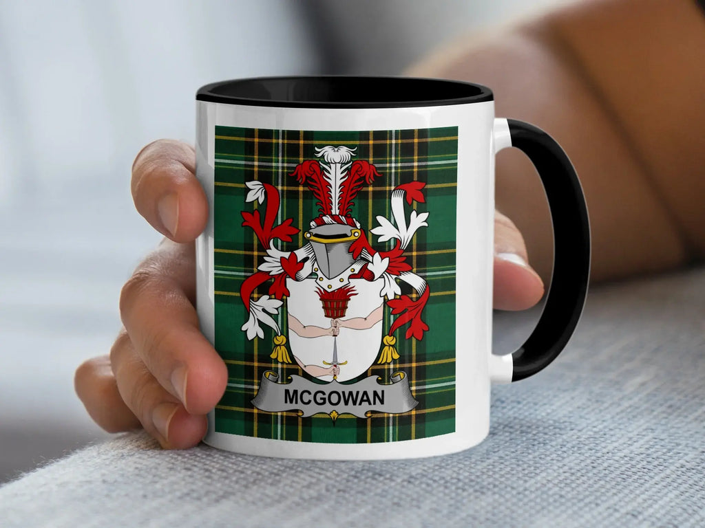 McGowan Irish family crest black accent mug