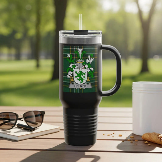 Personalized Travel Mug with Holmes Emblem Design product type