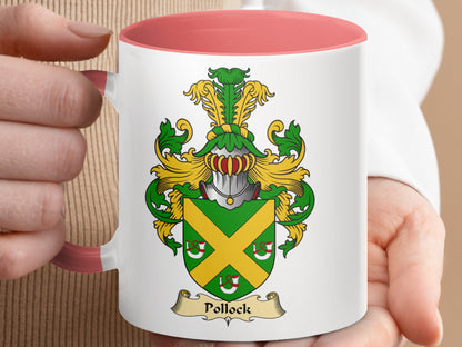 Pollock Scottish Clan Surname Coat of Arms Mug - Living Stone Gifts