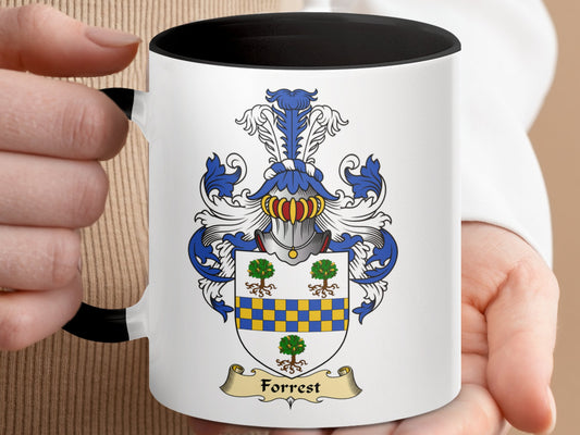 Clan Forrest Scottish coat of arms accent coffee mug - Living Stone Gifts