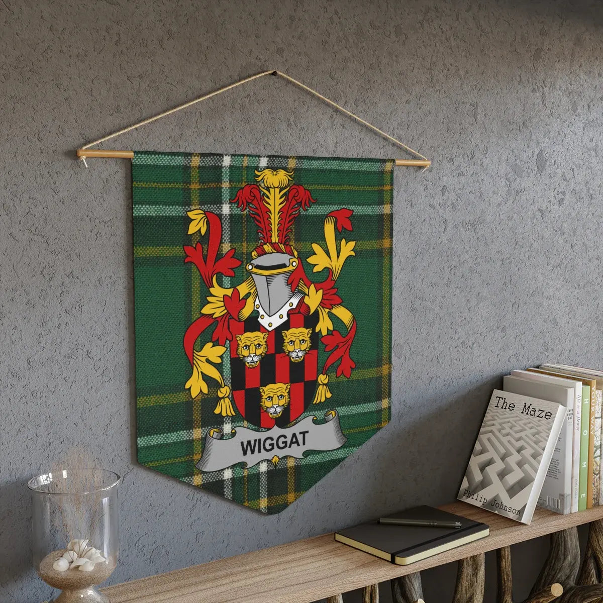 Wiggat Family Crest Green Plaid Wall Hanging product