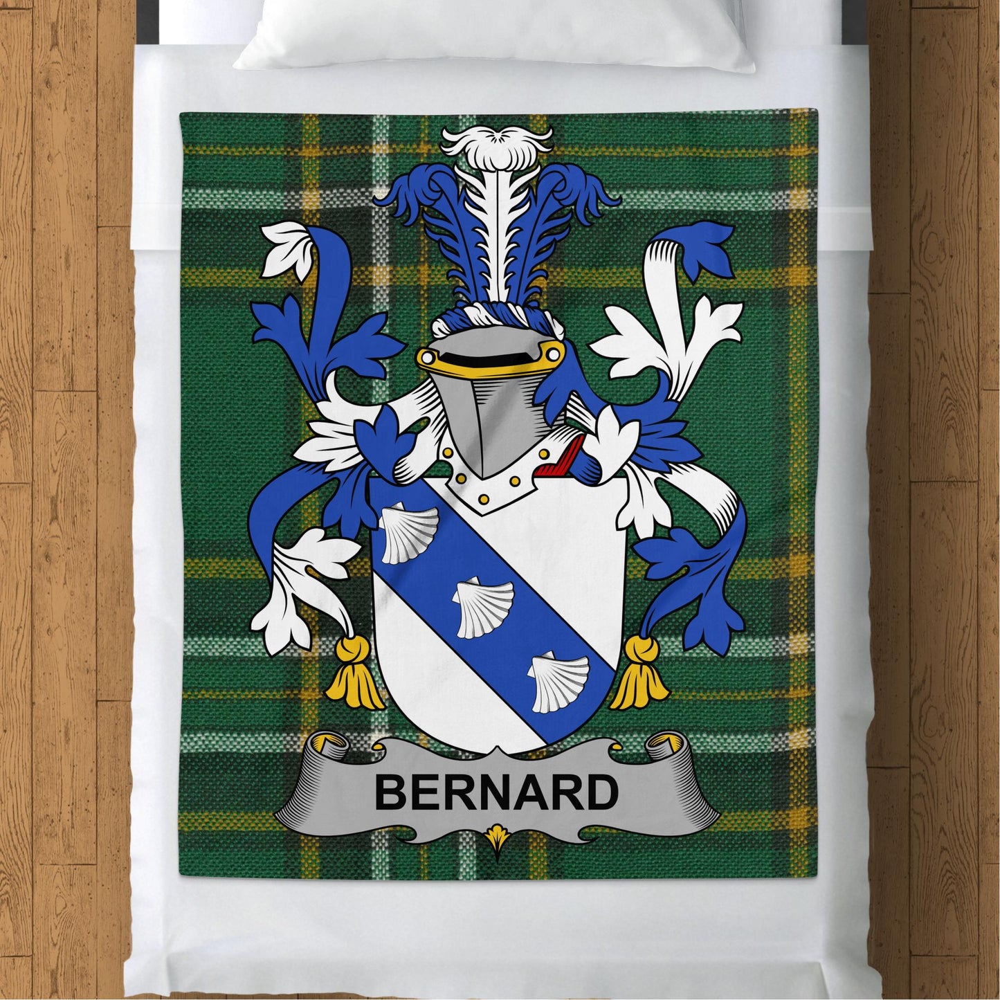 Bernard Irish Surname Coat of Arms Throw Blanket - Living Stone Gifts