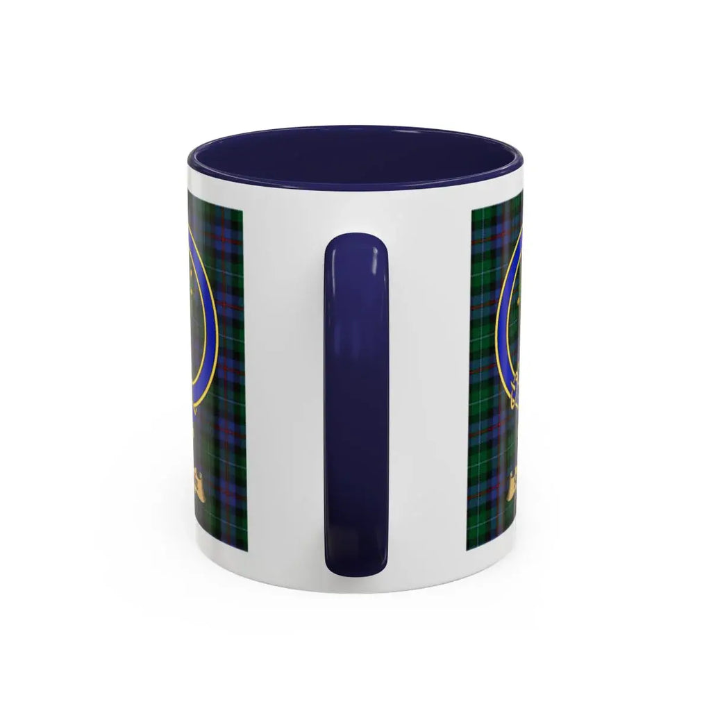 Scrobie clan crest mug shown in 11 oz and 15 oz sizes