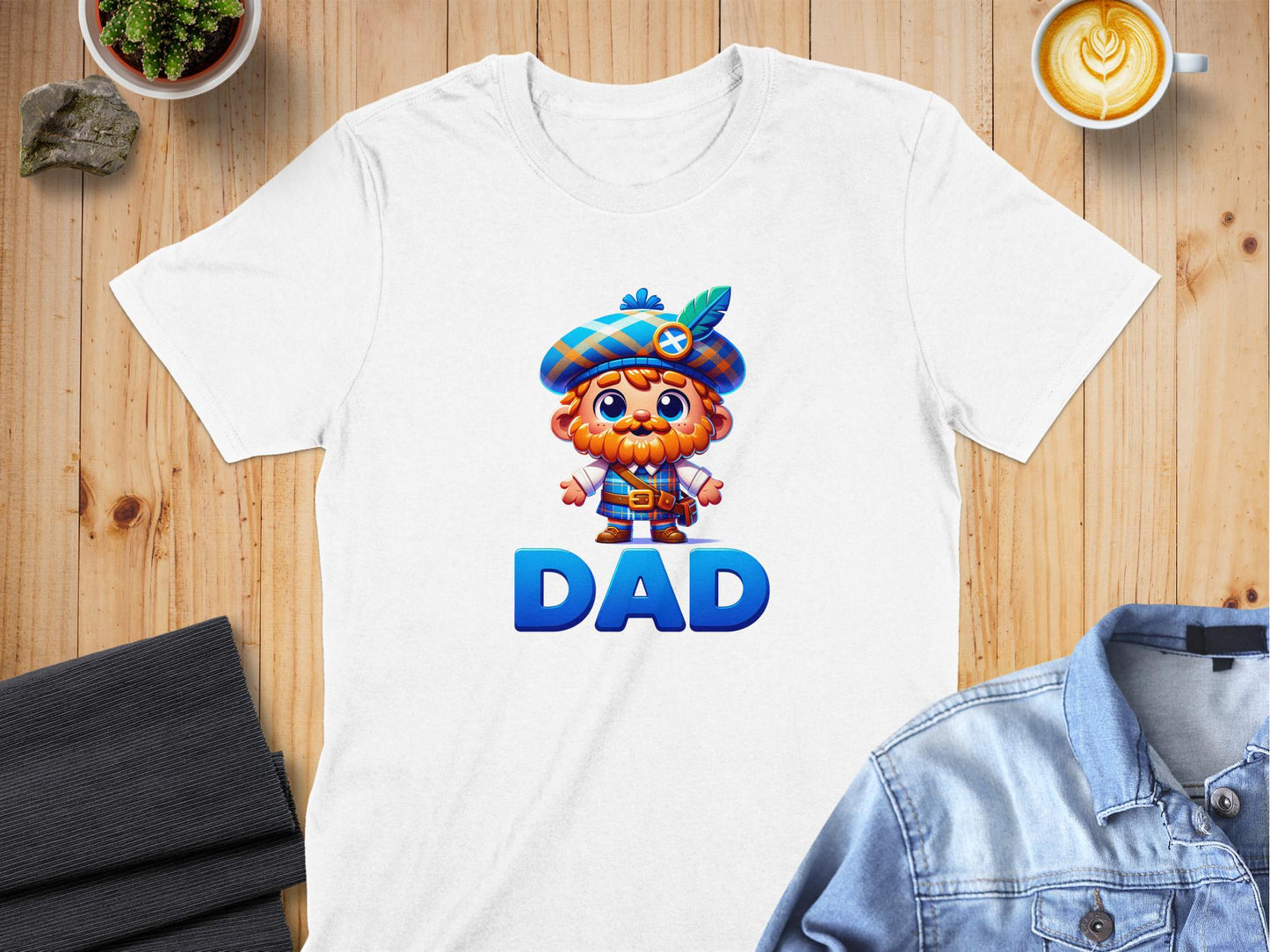 Cute Scottish Themed Dad Cartoon Graphic T-Shirt - Living Stone Gifts