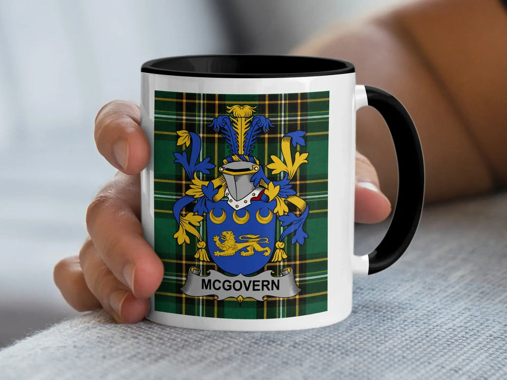 McGovern Irish family crest black accent mug