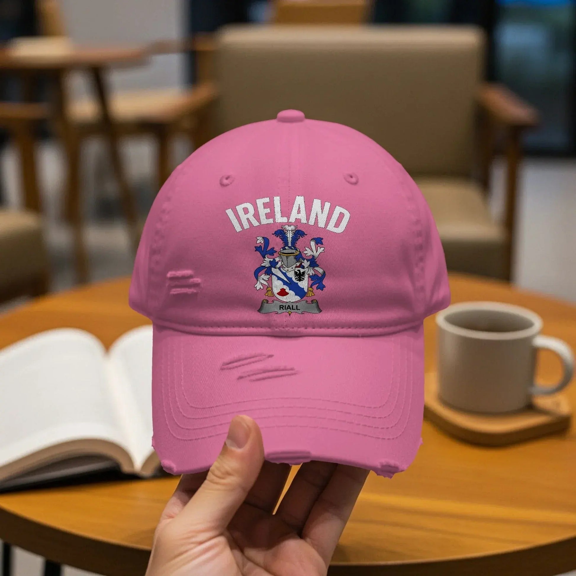 Ireland Family Emblem Distressed Pink Hat product