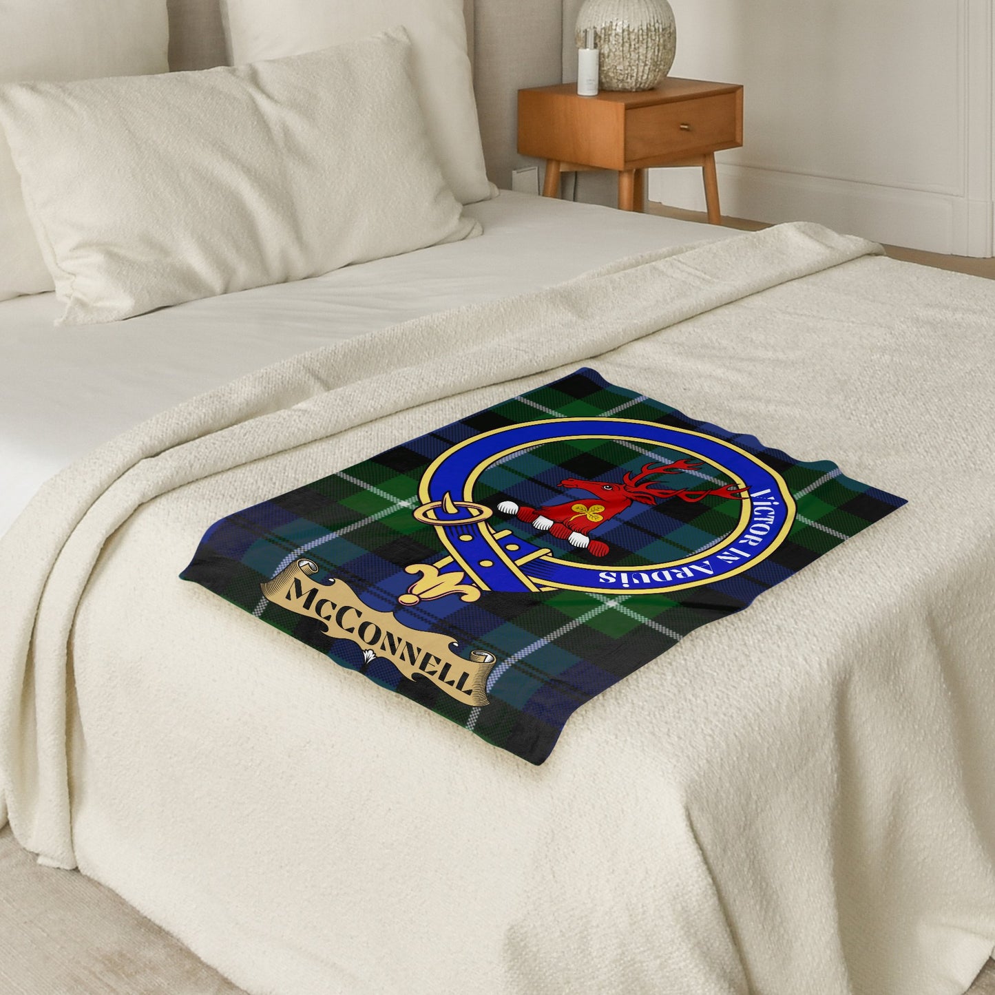 Scottish Clan McConnell Crest Tartan Blanket - Living Stone Gifts