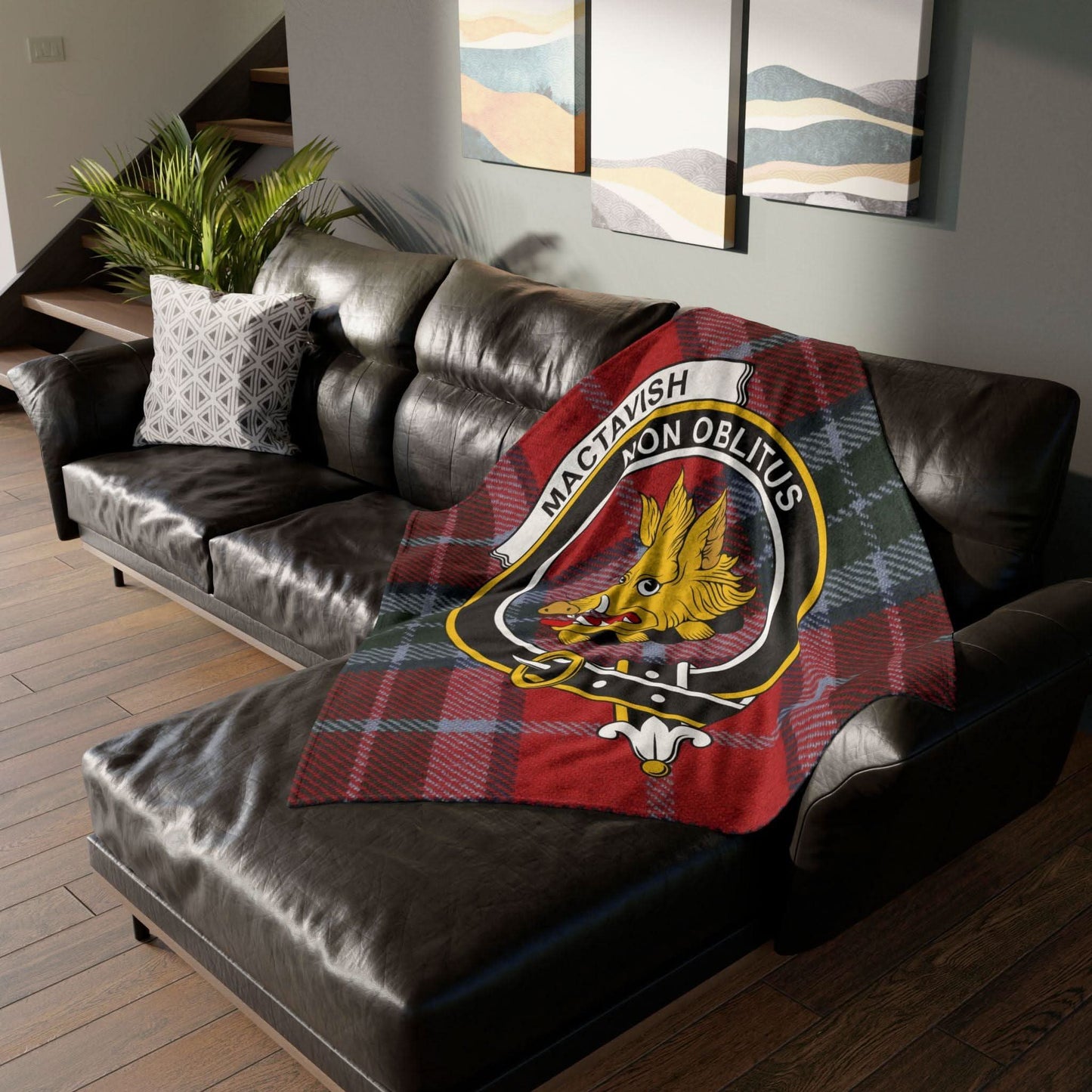 Mactavish Clan Tartan Blanket – Scottish Crest Throw, Soft & Cozy - Celtic Ancestry Gifts