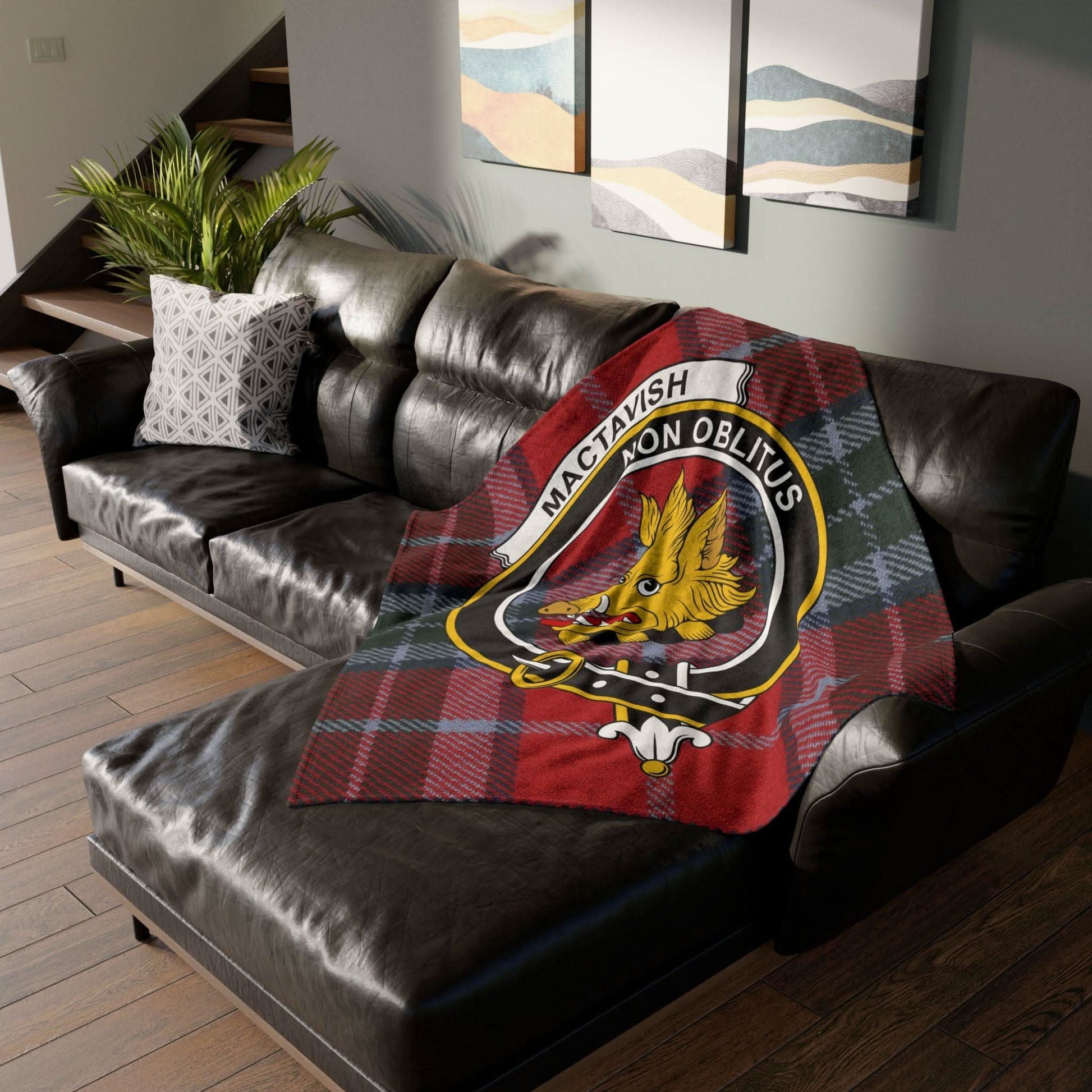 Mactavish Clan Tartan Blanket – Scottish Crest Throw, Soft & Cozy - Celtic Ancestry Gifts