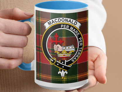 Scottish Clan Macdonald Crest Tartan Plaid Design Mug - Living Stone Gifts