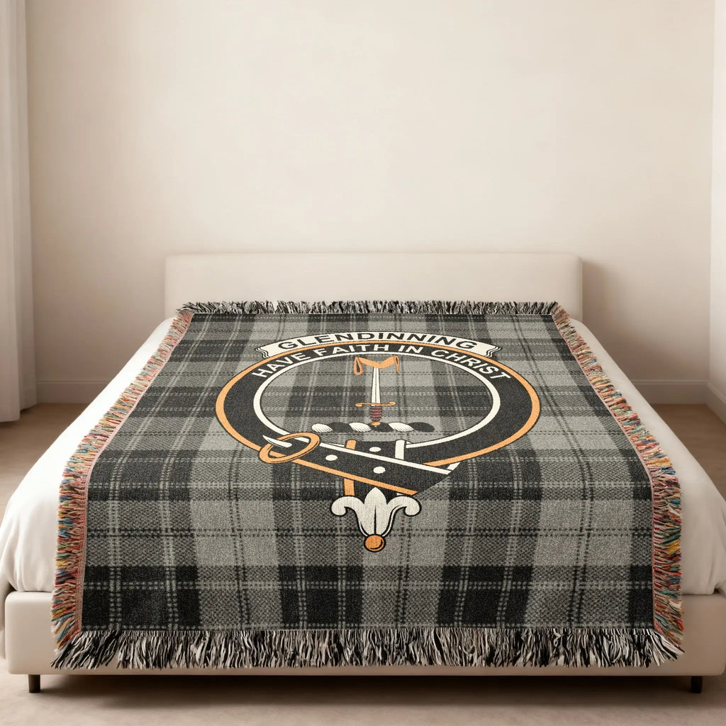 Glendinning tartan woven blanket — fringe edge detail on heirloom-quality cotton throw