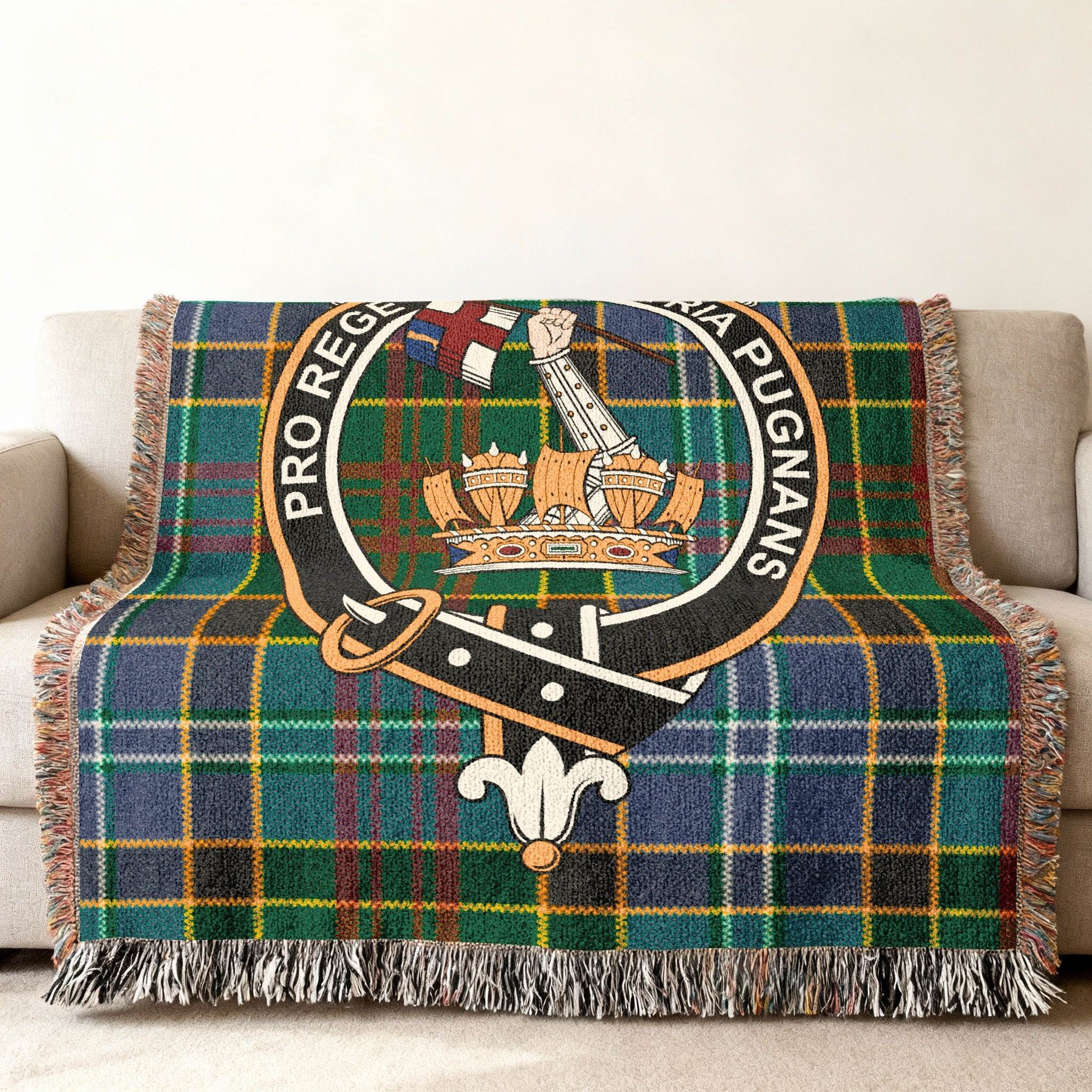 St Andrews Tartan Blanket with Crest Design Blanket