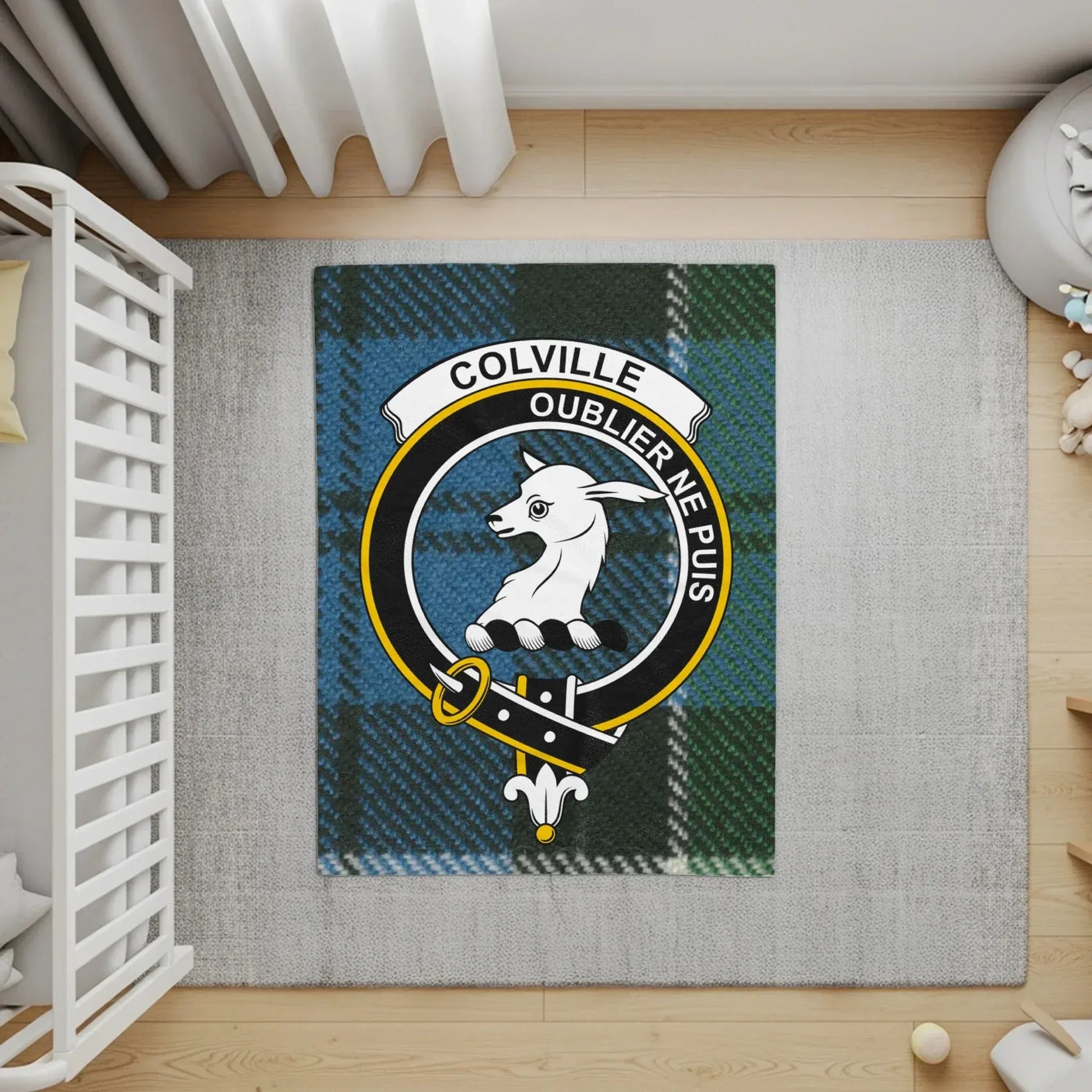 Colville Oublier Ne Puis Clan Crest Plaid Rug product