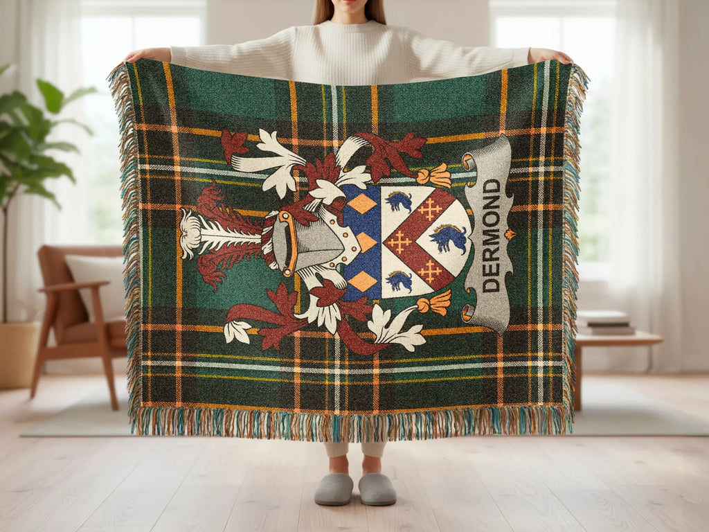 DERMOND Plaid Pattern Clan Family Crest Throw blanket product type
