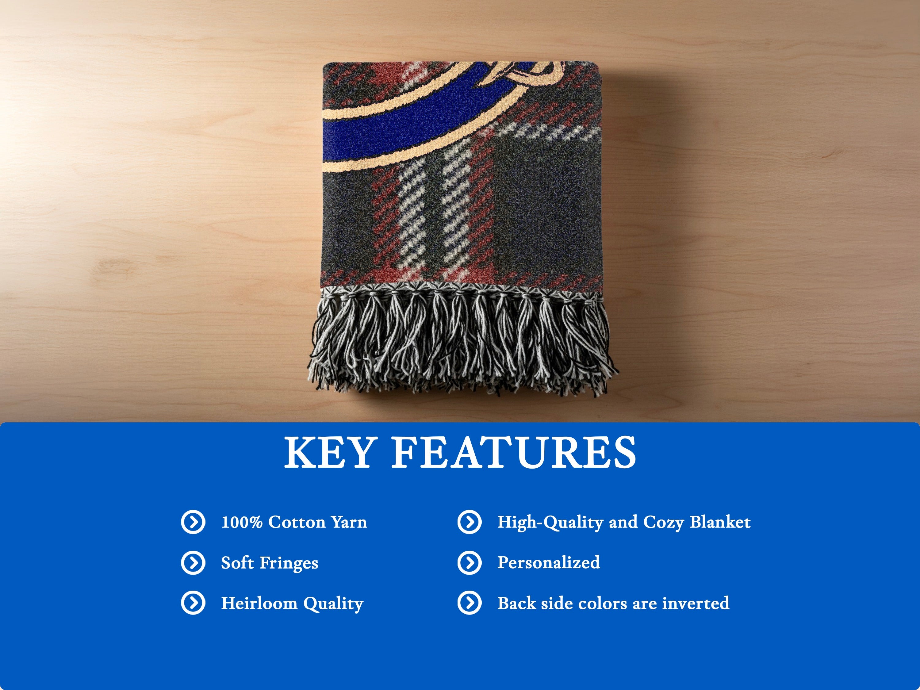Miller woven blanket folded — 100% cotton yarn tartan with fringe edges