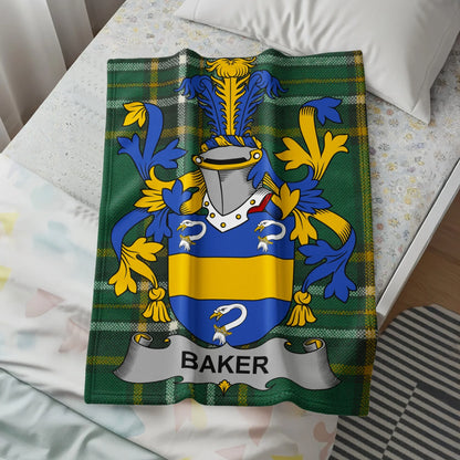 Baker Family Crest Design Plaid Blanket Cozy Bedding product