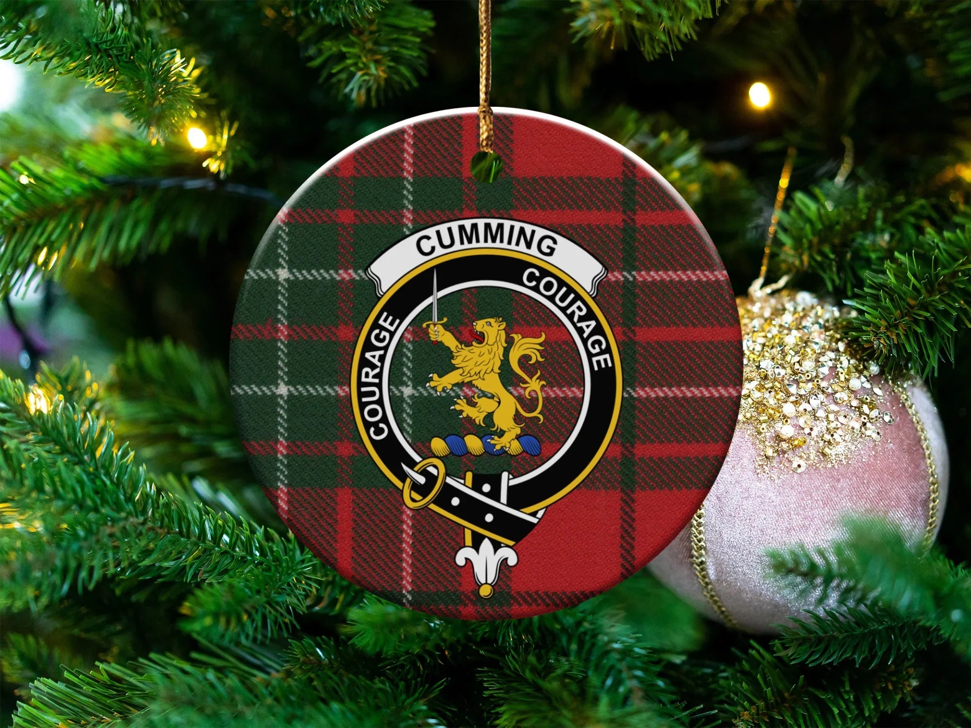 Cumming Courage Clan Family Tartan Ornament product