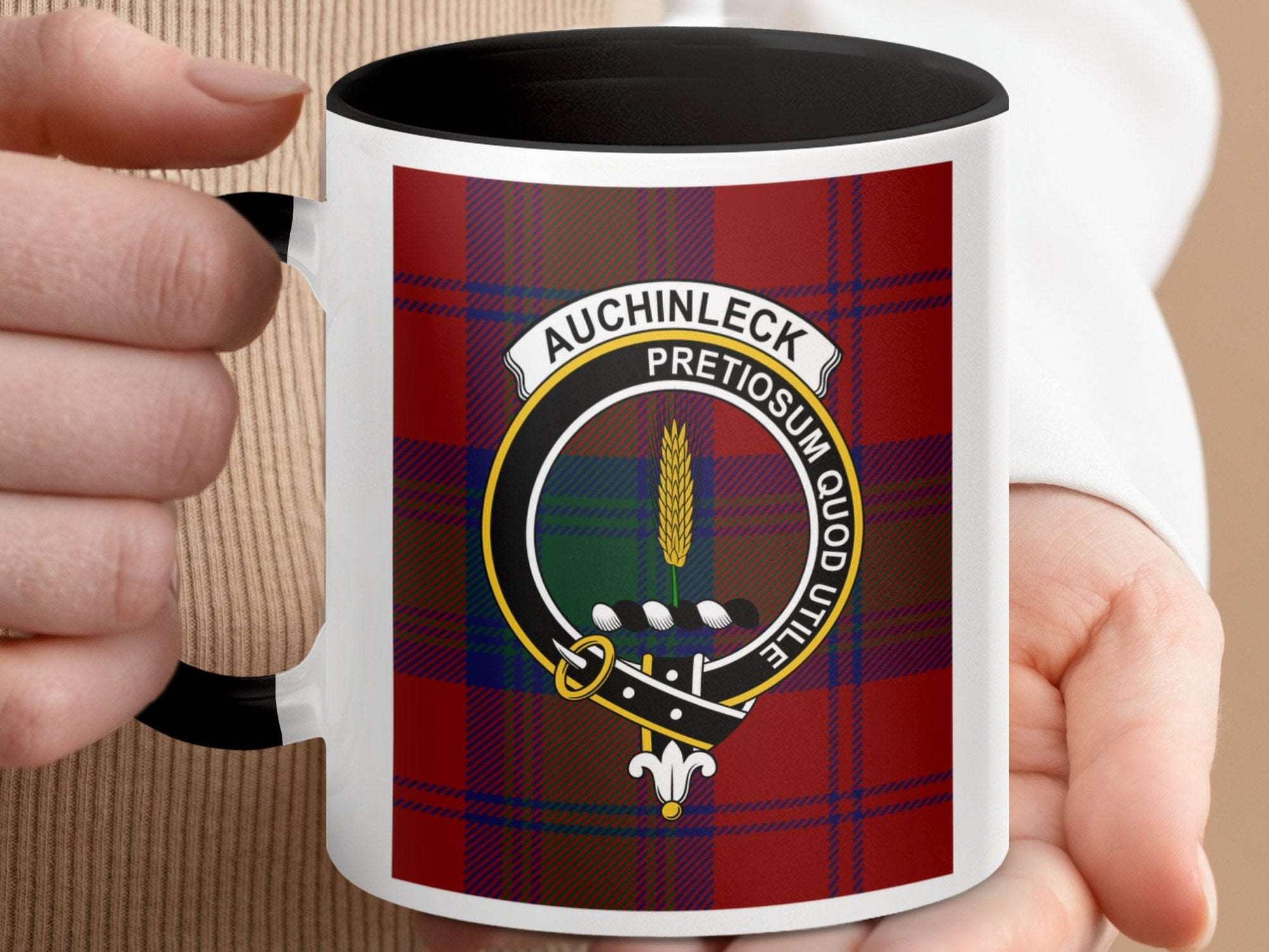 Auchinleck Family Tartan Crest Design Decorative Mug - Living Stone Gifts