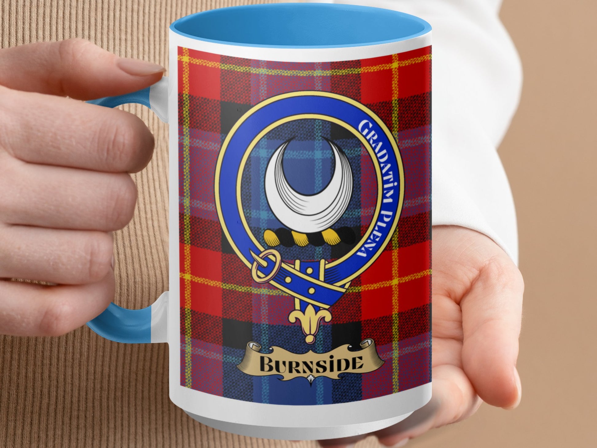 Clan Burnside Scottish Tartan Coat of Arms Mug - Living Stone Gifts