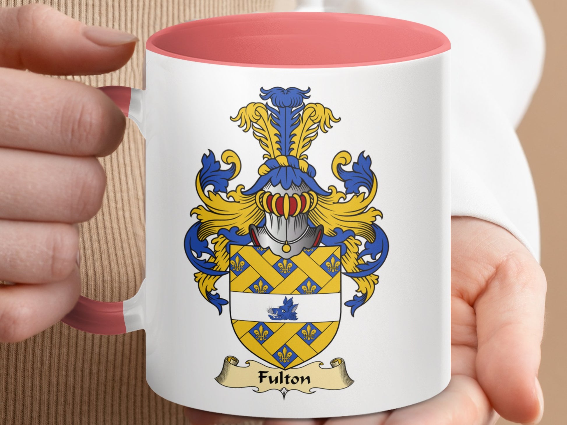 Clan Fulton Scottish coat of arms accent coffee Mug - Living Stone Gifts