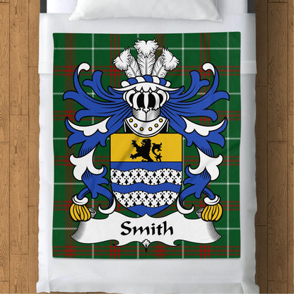 Smith Welsh Surname Coat of Arms Tartan Design Blanket - Living Stone Gifts