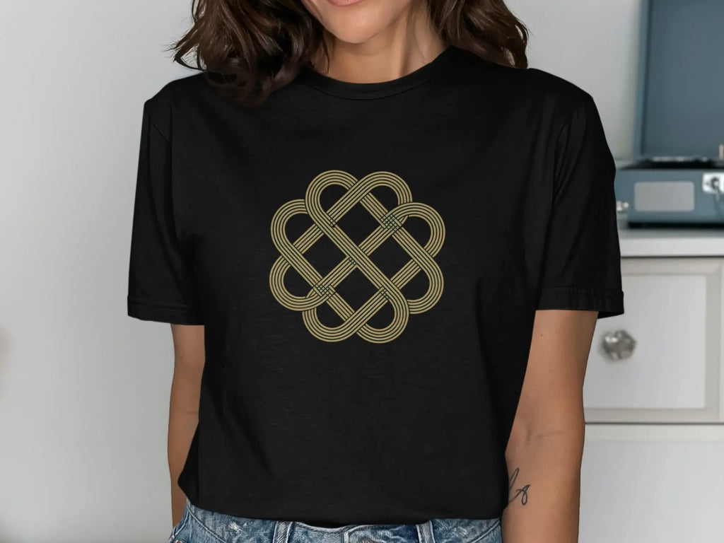 Intricate Golden Celtic Knot Design T-Shirt