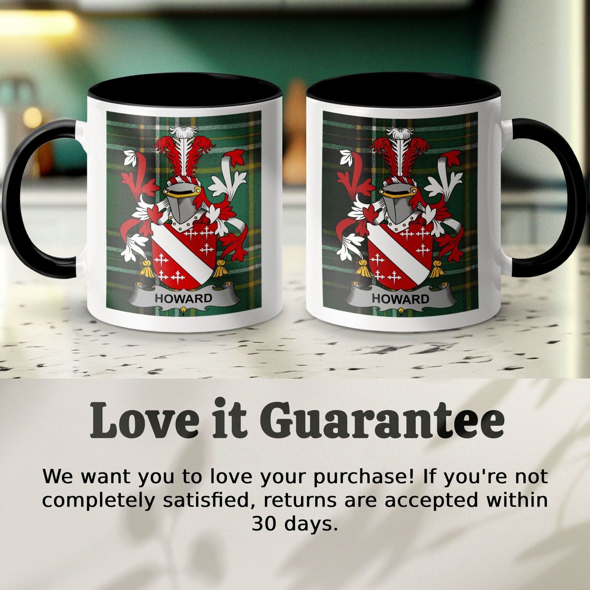 Howard Surname Family Crest Irish Tartan Mug - Celtic Ancestry Gifts