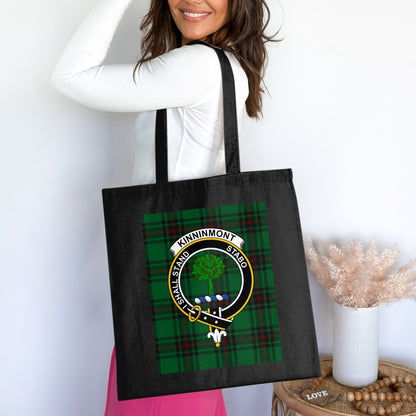 Clan Kinninmont Scottish Crest Tartan Tote Bag - Living Stone Gifts