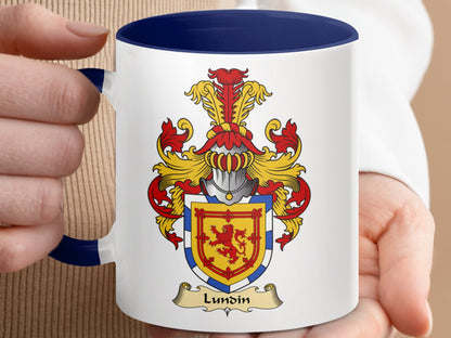 Clan Lundin Coat of Arms Heraldry Scottish Accent Mug - Living Stone Gifts