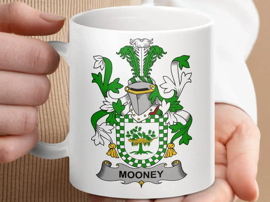 Mooney Family Crest Unique Design Coffee Mug - Celtic Ancestry Gifts