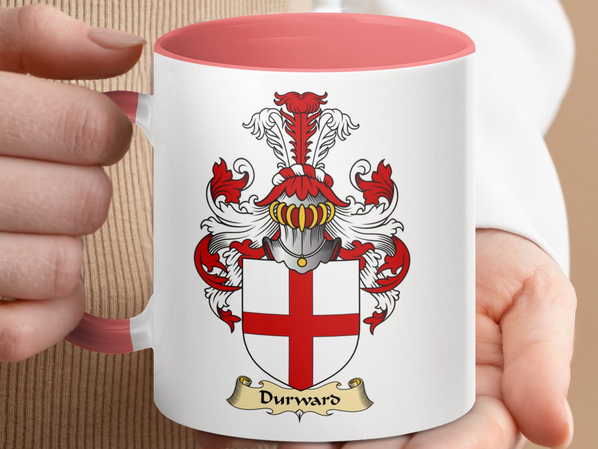 Clan Durward Scottish Coat of Arms Accent Coffee Mug - Living Stone Gifts