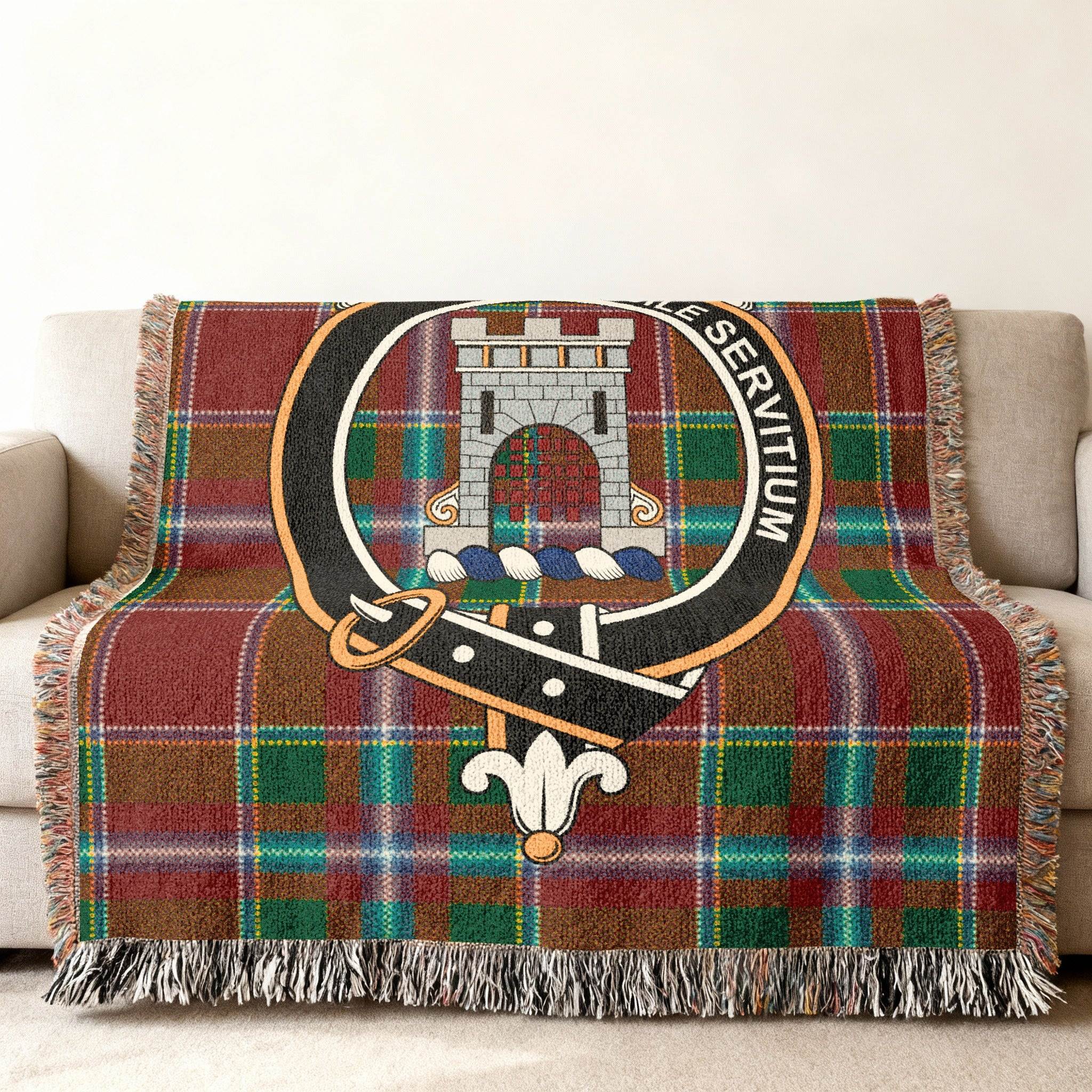 Clan Spalding tartan blanket — colourful plaid with clan crest throw