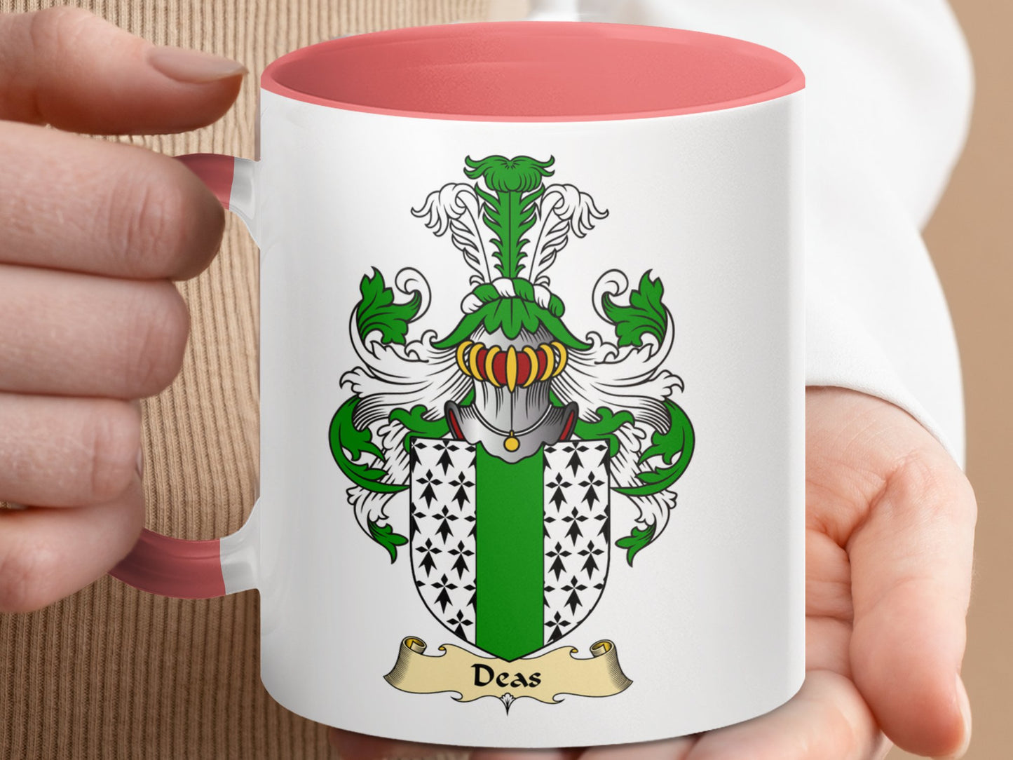 Deas Scottish Clan Heraldic Coat of Arms Accent Mug - Living Stone Gifts