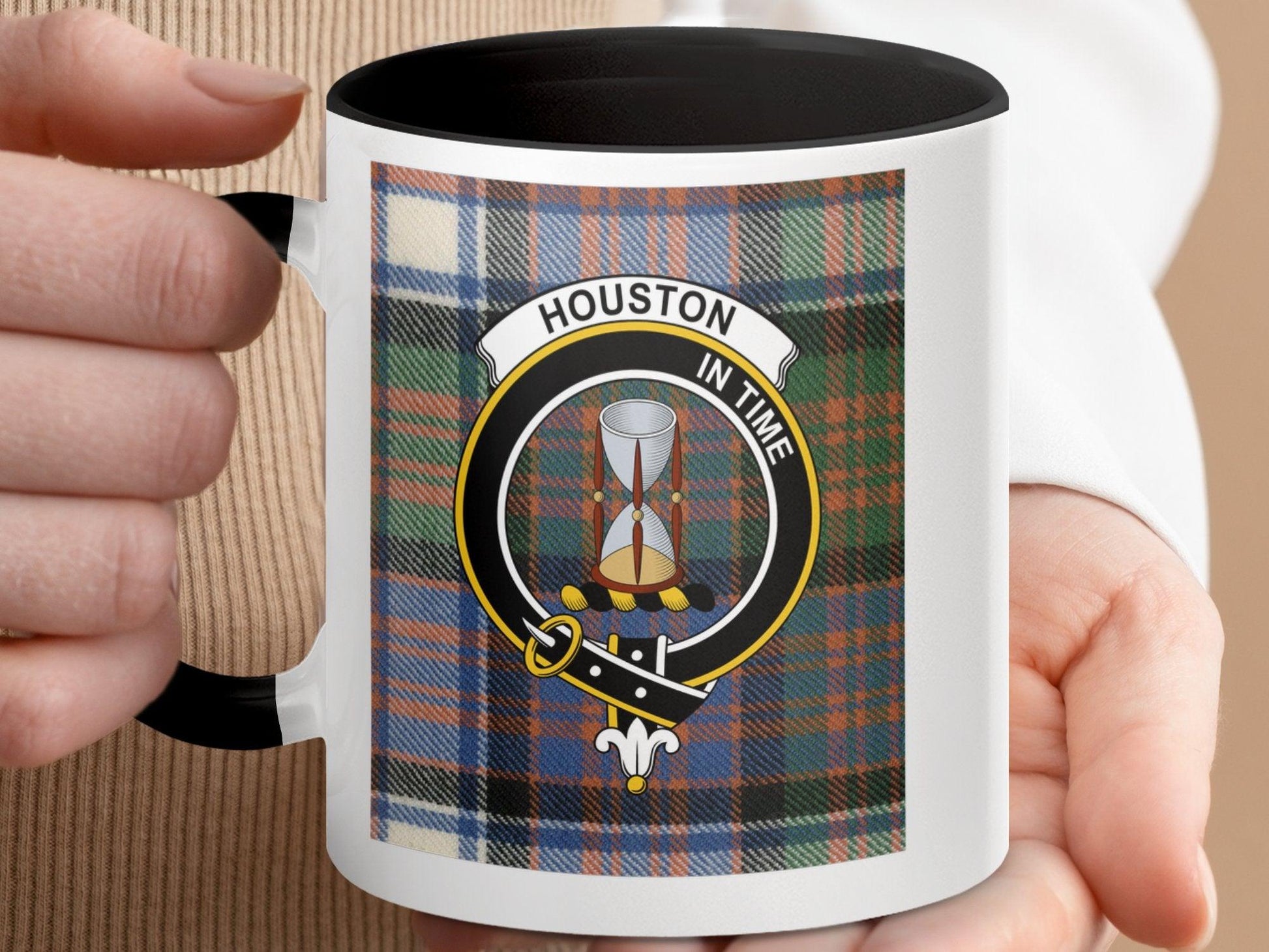 Houston In Time Crest Plaid Tartan Clan Scottish Mug - Living Stone Gifts