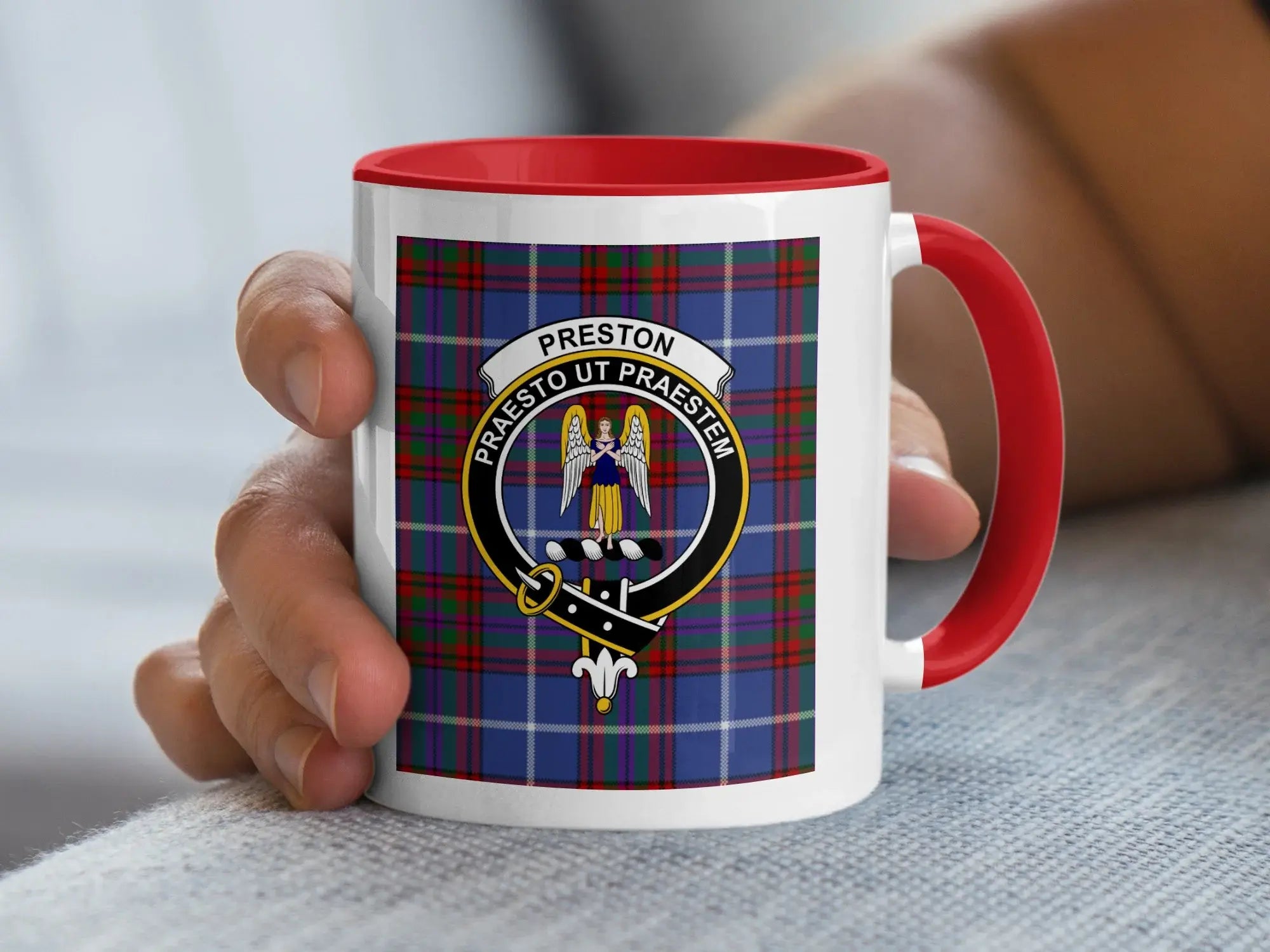 Preston Clan Tartan Praesto Ut Praestem Mug Cup