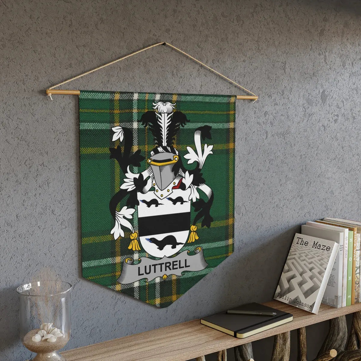 Personalized Green Plaid Family Crest Wall Hanging product