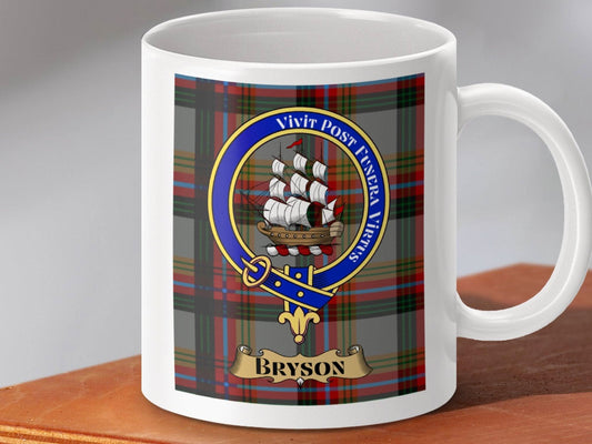 Bryson Family Crest Coat of Arms Plaid Mug product