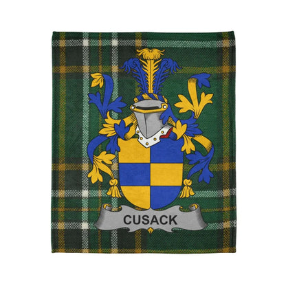 Cusack Family Crest on Tartan Background product